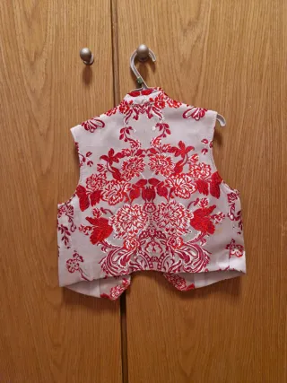 Chaleco fallero niño beige y rojo T-10