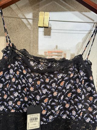 Top lencero floral y lunares talla L