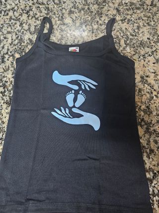 Camiseta Tirantes Manos y Pies Bebé Azul S