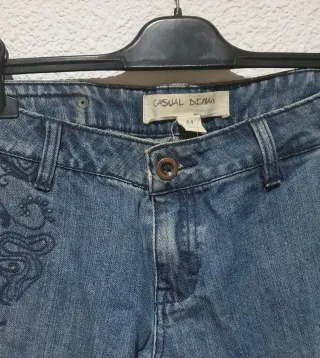 Casual denim Vaqueros Azules con Bordado