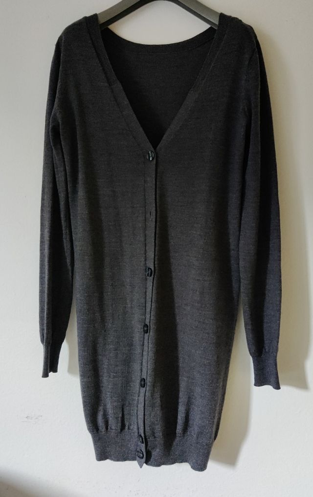 Cardigan lungo donna grigio scuro tg M 