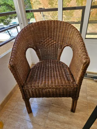 Sedia da balcone/giardino in rattan marrone