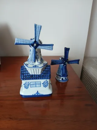 Lote Molinos Holandeses Musical.Cerámica Azul