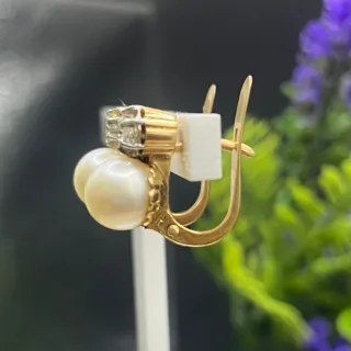 Pendientes Oro 18kt Cierre Catalán Perla y Diamant