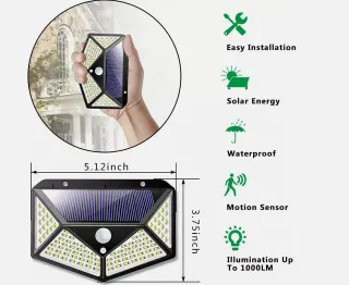 12 Pezzi Faretti 100 LED Pannello Solare Giardino