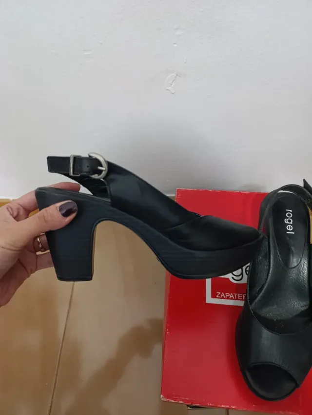 Sandalias tacón piel negras T.38