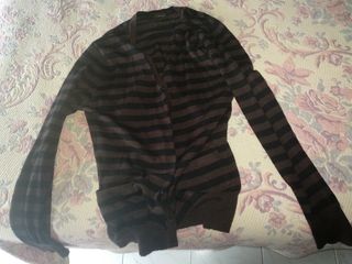 Chaqueta Zara Rayas Marrón y Negra Talla S