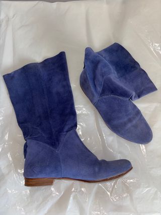 Stivali scamosciati tacco basso blu