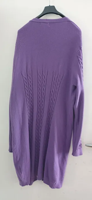 Cardigan viola lungo aperto molto caldo