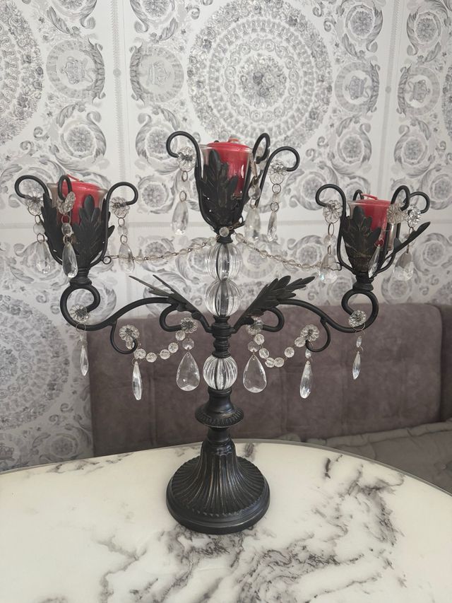 Candelabro Mikasa Negro y Transparente