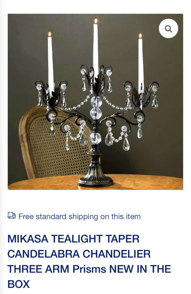 Candelabro Mikasa Negro y Transparente