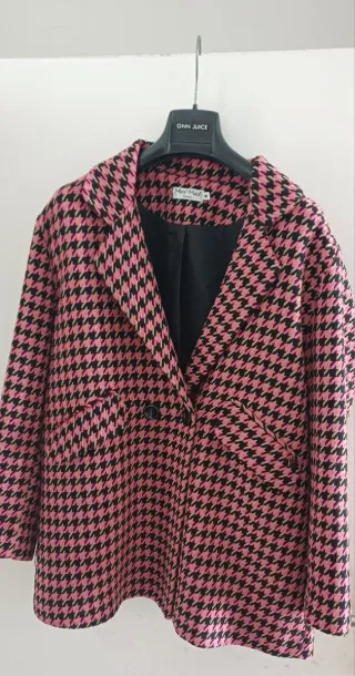 Giacca Miss Made Pied de Poule Rosa Nera M