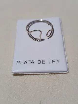 Anillo Corazón Plata de Ley Ajustable