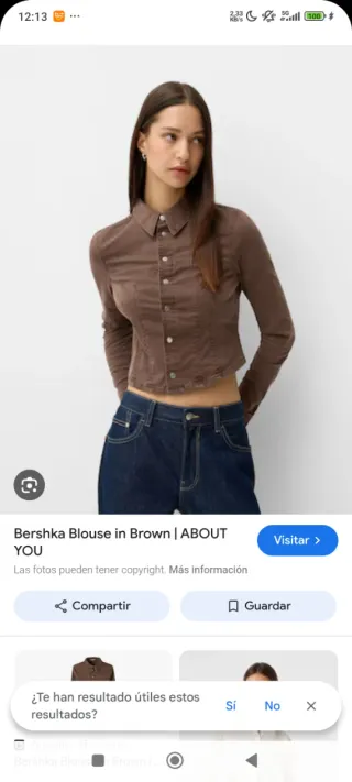 Camisa Bershka entallada marrón Talla s