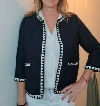 Chaqueta Tweed Azul y Blanca