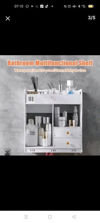 Mobiletto bagno bianco e oro