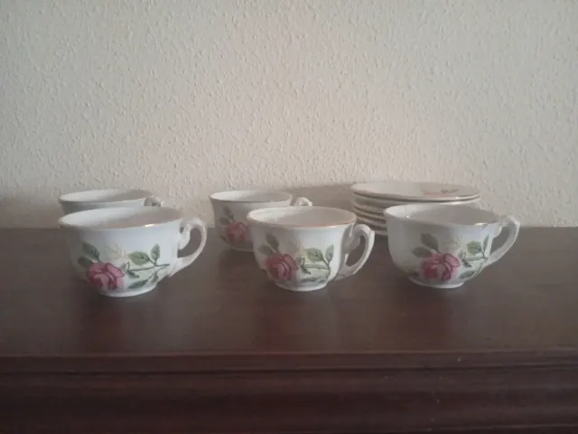 Juego de café porcelana con rosas