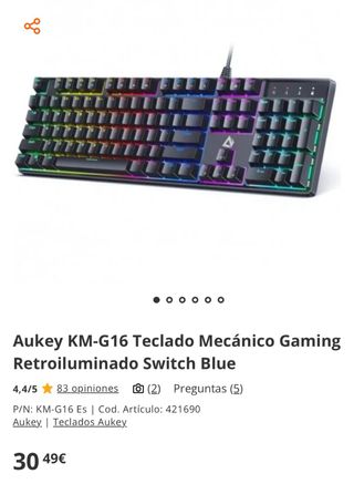 Teclado Mecánico Gaming Aukey KM-G16 RGB
