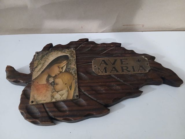 cuadro ave maría de madera 