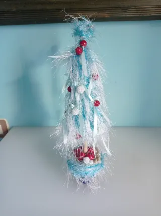 Árbol de Navidad Decoración Azul y Rojo