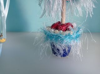 Árbol de Navidad Decoración Azul y Rojo