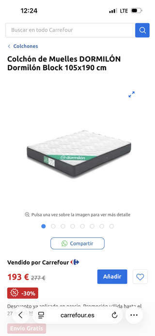 Colchón DORMILÓN Block 105x190 cm