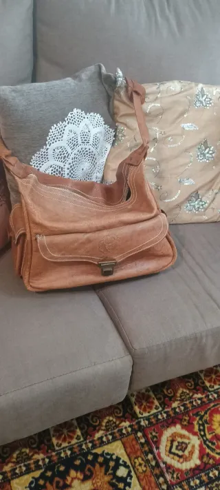 Bolso de viaje de cuero marrón,vintage.