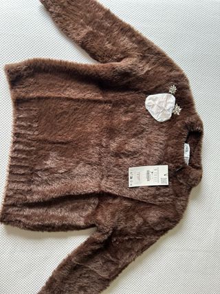 Jersey Zara abalorios marrón Talla S