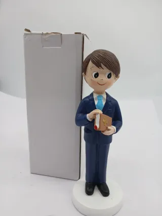 Figura niño comunión traje azul libro