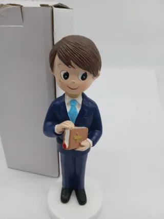 Figura niño comunión traje azul libro