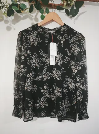 Camisa Street One floral negra mujer