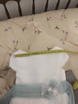 Vestido de Comunión Blanco y Turquesa