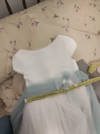 Vestido de Comunión Blanco y Turquesa