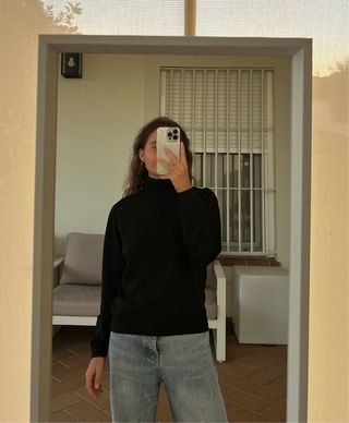Jersey cuello vuelto negro Zara