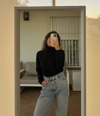 Jersey cuello vuelto negro Zara