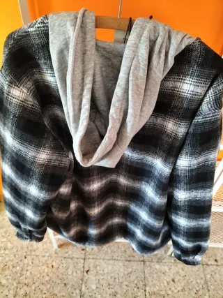Chaqueta con capucha a cuadros XL