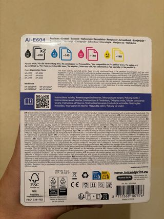 Pack 5 Tintas Epson 604