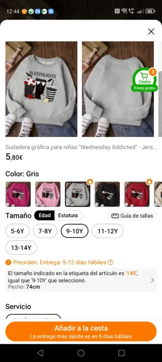 Sudadera niña temática Miércoles