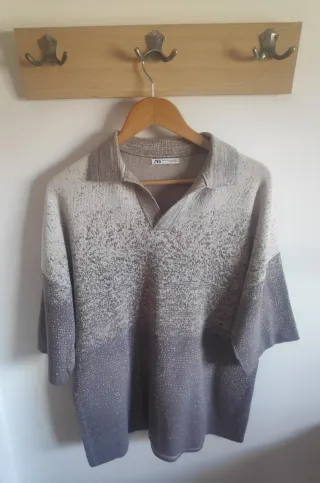 Polo Zara Gris Degradado Morado Talla M