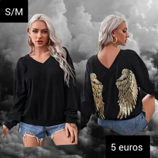 Jersey Negro con Alas Doradas Talla S/M