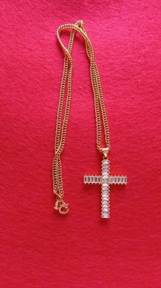 Cadena y Colgante Cruz Circonitas Blancas