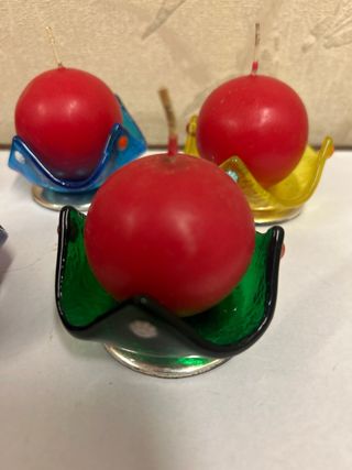 Set 5 Candele Rosse con Portacandele Vetro