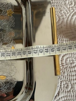 Splendido vassoio vintage acciaio decorato oro 18K