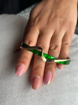 Bracciale rigido oro e verde effetto marmo vintage