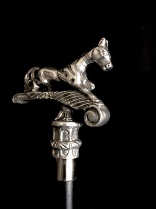 Un divertido y raro bastón con empuñadura tiovivo