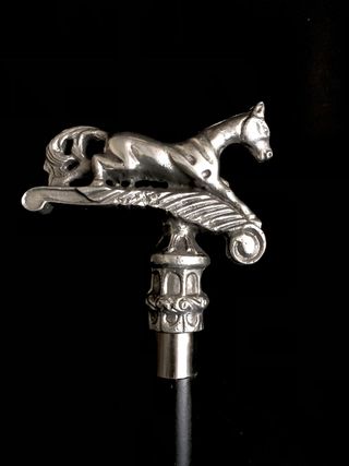 Un divertido y raro bastón con empuñadura tiovivo