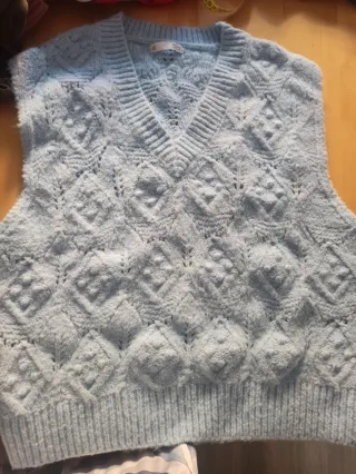 Chaleco de punto azul clarito