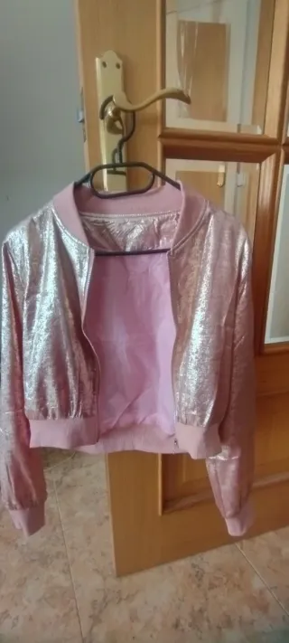 Chaqueta Bomber con Foil Dorado