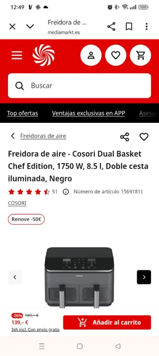 Cosori Dual Airfryer Freidora de Aire