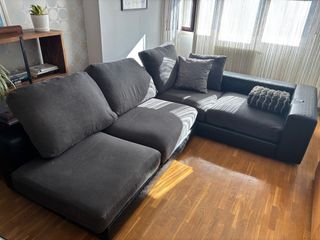 Sofá modular L negro y gris